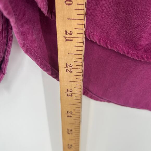 Anthropologie Cloth & Stone smocked Magenta Pink Long Sleeve Button Tencel Top - Picture 13 of 13